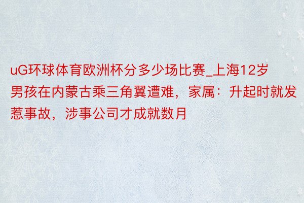 uG环球体育欧洲杯分多少场比赛_上海12岁男孩在内蒙古乘三角翼遭难，家属：升起时就发惹事故，涉事公司才成就数月