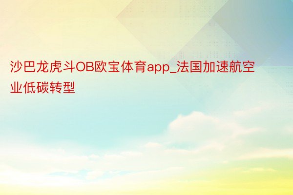 沙巴龙虎斗OB欧宝体育app_法国加速航空业低碳转型